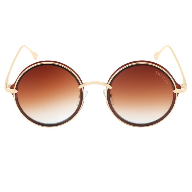 Óculos de Sol Redondo Dourado com Marrom 2585 Triton Eyewear