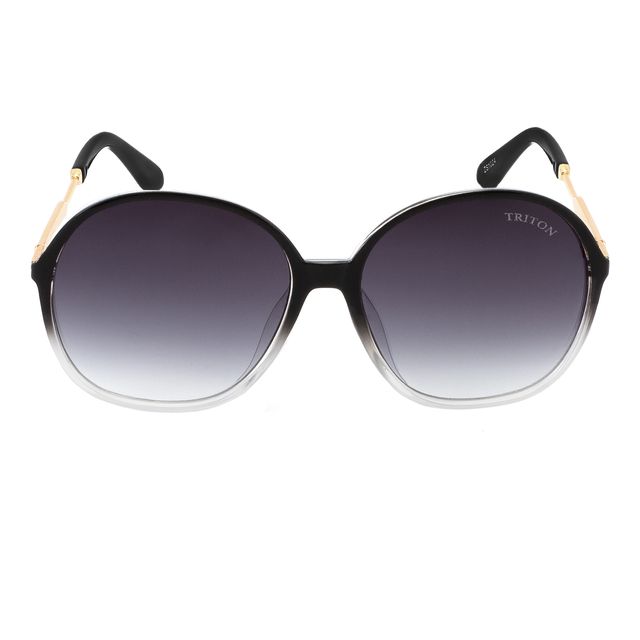 Óculos de Sol Redondo Preto degradê transparente ZS1024 Triton Eyewear