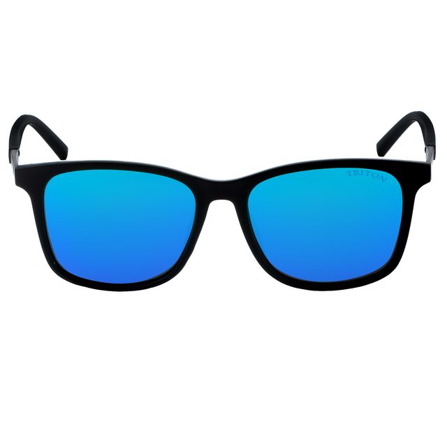 Óculos de Sol Quadrado Preto Fosco com Lente Azul P7230 Triton Eyewear