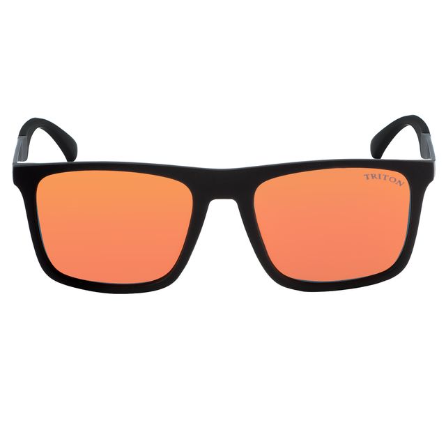 Óculos de Sol Quadrado Preto Fosco com Lente Laranja P8837 Triton Eyewear