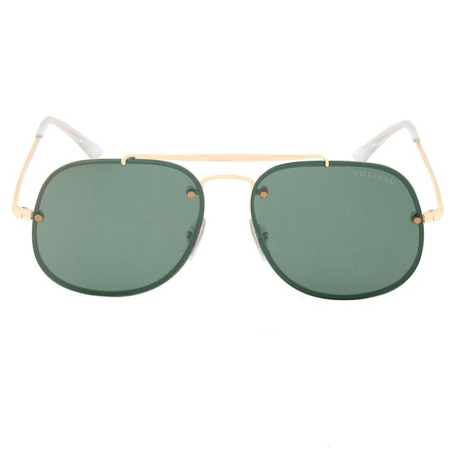 Óculos de Sol Quadrado Dourado com Lente Verde 3583 Triton Eyewear