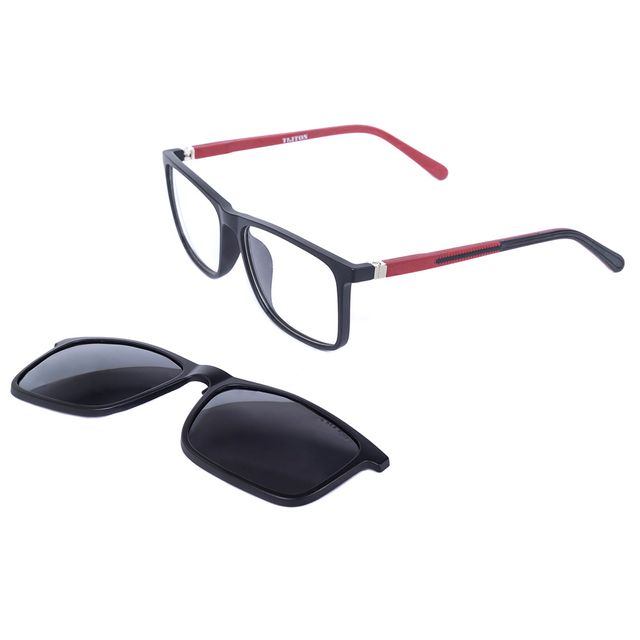Armação Para Óculos De Grau Clip On Retangular Preto com Vermelho TRI036 Triton Eyewear