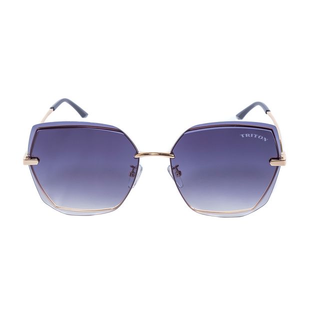 Óculos de Sol Quadrado Dourado com Lente Fumê Degradê TRI037 Triton Eyewear