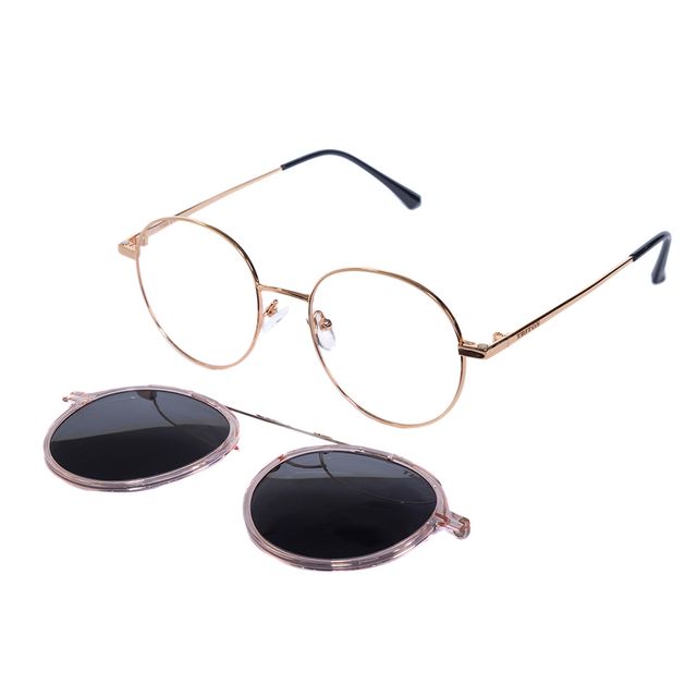 Armação Para Óculos De Grau Clip On Dourado com Nude TRI045 Triton Eyewear