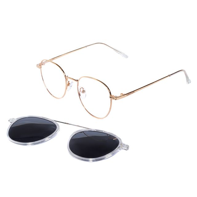 Armação Para Óculos De Grau Clip On Oval Dourado com Transparente TRI047 Triton Eyewear