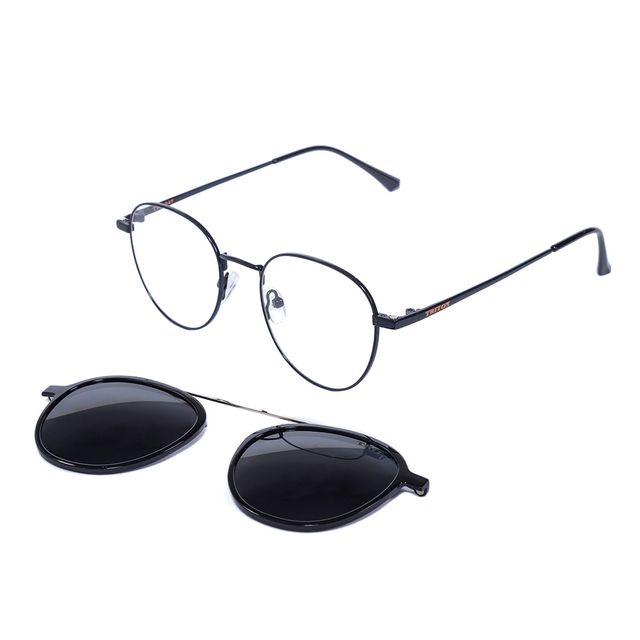 Armação Para Óculos De Grau Clip On Oval Preto Esmaltado TRI047 Triton Eyewear