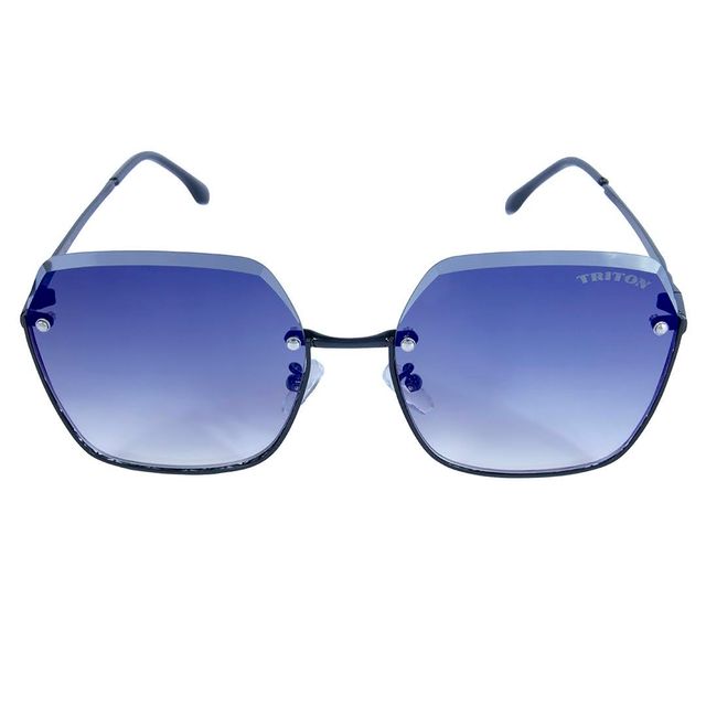 Óculos de Sol Quadrado Preto Esmaltado com Lente Violeta Degradê TRI114 Triton Eyewear