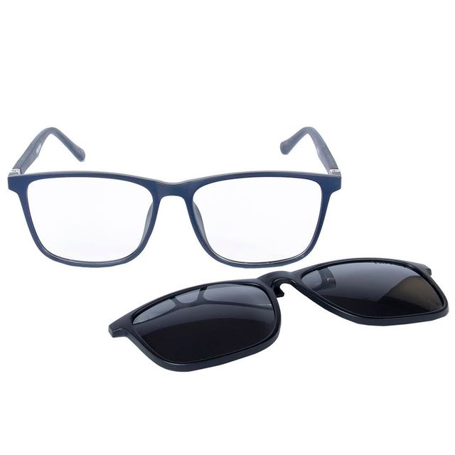 Armação Para Óculos de Grau Clip On Quadrado Preto com Azul TRI040 Triton Eyewear